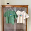 Camisetas verão 2022 meninos e meninas com estampa de arco-íris camiseta de manga curta fofa unissex infantil algodão solta tops casuais x0719