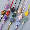 Chains 10pcs Natural Rough Raw Stone Net Bag Necklaces Rose Quartz Amethyst Fluorite Crystal Pendant Necklace For Women Men