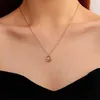 Cute Bling Cubic Zirconia Moonlight Stone Necklace Simple Metal Moon Choker Chain Gold Color Aesthetic Pendant Jewelry Collars Accessories For Women Wholesale