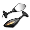 HZYEYO 1 Pair Motorcycle Mirrors LED Turn Signals Arror Integrated Rearview Mirrors for Houda CBR 600 F4i 929 954 RR Carbon Fiber 2677