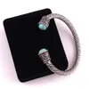 VB300027 Antique Silver Viking Norse Mystical Turquoise beads at each end Open Cuff Bracelet2798