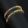 New Design Free Shipping Rainbow Colorful Mini Love Hearts Zircon Bracelet Women Men Hip Hop Iced Out Bling Cubic Zirconia Couple Jewelry Gift