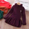 Pullover Girls 'långärmade tröja klänning mode corsage stickad klänning barnkläder för flickor 3-7 år gammal HKD230719