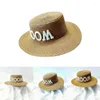 Breda randen hattar Bachelor Party Groom Straw Hat Soft Bonnet Handvävd Panama för brudgummen Y1UA