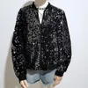 Women's Jackets Black Sequin Baseball Jacket Spring Stand Collar Long Sleeve Zip Up Varsity Korean Fashion 2023 Women Coat