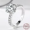 2 0ct Silver 925 Rings Natural Gemstone Zirconia Diamond Wedding Ring for Bride Women Band Fine Jewelry J-427281P