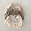 Pulôver verão infantil camisa ar condicionado bebê fino anti-mosquito cardigan top bebê simples jaqueta de proteção solar hkd230719