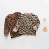 Pullover Toddler Baby Girls Sweater Fall Clothes Kids Sticked Ribbed Pullover Round Neck Wool Topps Leopard Full Sleeve Jumper 1 till 6 Yrs HKD230719