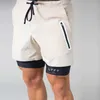 Men's Shorts 2022 New Summer Running Shorts Men Jogging Fitness Training Quick Dry Bodybuilder Men 2 in 1 Navy Blue Casual Shorts L230719