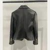 Kvinnors läder 2023 Natural Women Lambskin Bomber Biker Jacket Långärmare Sårskinn H504