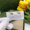 Luxury Stud Double Letter G Designer Brand ggity Earrings Vintage brass Crystal Stone Earring Women's Party Jewelry Gift Box 75622