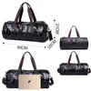 Duffel Bags Sports Bag Men For Gym Yoga Soft Pu Leather Black Brown Cylindrical Sport Fitness Bag Male Shoulder Travel Bagage Bag DuffleBag 230719