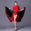 NY STLE SPANISK DANK KOT FEMAL Black Red Latin Dance Dress Paso Doble Kirt Cloak Dress Woman Performance13161