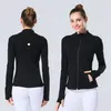 lu Женская куртка для йоги с длинными рукавами, однотонная молния сзади, спортивные куртки, формирующая талию, плотная одежда для фитнеса, спортивная одежда для женщин ll6198