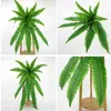 Decorative Flowers Large Persian Fern Leaf Green Plants Artificial Plant Potted Wall Hanging Leaves Grass Rattan Vine Flower Wal Home