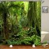 Dusch Forest Natural Landskap Dusch Landscape 3D Print Bath Curtain Polyester Washable Fabric Home Decor Screen Bao