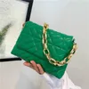 Green Quilted Bag Leather Shoulder With Thick Chain Female Side Red Pink Bags For Women 2022 New Luxury Purses And Handbags