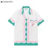 남성 캐주얼 셔츠 23SS 셔츠 카사 블랑카 스포츠 조깅복 여성용 콘돈 짧은 알로하 셔츠 230718