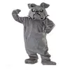 2019 nova fábrica Cool Bulldog Mascot traje Grey School Animal Team Cheerleading Outfit Complete Adult Size2469