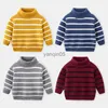 Pullover 2022 Cold Winter Warm 2 3 4 6 8 10 Years 90-140cm Thickening High Neck Knitted Turtleneck Striped Sweater For Baby Kids Boys HKD230719
