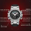Armbanduhren SANDA Uhren für Männer Wasserdichte Uhr Automatische Handhebelampe Dual Display Armbanduhr Countdown Quarz Militär Sportuhr
