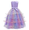 Sukienki dziewczyny sukienka jednorożca Rainbow księżniczka kwiat przyjęcia urodzin sukienka dla dzieci Halloween jednorożec kostium 3-12 lat 230718