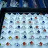 Hela 100st Rhinestone 925 Silver Ring Zircon Gemstone Jewlery med Display Box254h