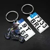 Bilnyckel Personlig nummerplatta Nyckelring Bil Number Plate Keychain Ny driver Gift till honom Antilost Keyring Motorcykel Keychain X0718