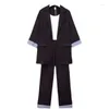 Kvinnors tvåbitar byxor 2023 Summer Casual Work Clothes Black Suit Capris Tvådelar Set Office Lay Lay