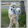 2019 Furry Husky Dog wygięte nogi Fursuit Mascot Costume Faux Fur Suit Dorosły Rozmiar Outdoor Decorations2605