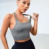 Strój jogi sportowy stanik Kobiety Wyściełane Cross Strappy Fitness Bras Samile dzianinowy żebrbingowy zbiornik Top Fashion Gym bieliznę