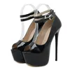 Обувь обувь Liyke Fashion Design Double Buck Platform Sandals Women Purss Sexy Peep Toe 16,5 см супер высокие каблуки.