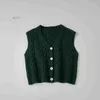 Pulôver estilo coreano infantil tricô cardigan infantil colete primavera outono cor sólida suéter com decote em v para bebês meninos e meninas HKD230719