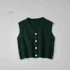 Pullover Korean Style Children Knitted Vest Cardigan Kids Waistcoat Spring Autumn Solid Color V-neck Sweater for Baby Boys and Girls HKD230719