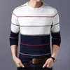 Heren Truien 2022 Herfst Nieuwe Truien Mannen Pullover O Neck Heren Gestreepte Truien Man Slim Knittwear Pullover Casual Rainbow Sweater Plus Size L230719