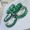 Band Ringen Zakol Mode Groene Zirconia Ringen Voor Vrouwen Geometrie Crystal Ring Party Vrouwelijke Sieraden J230719