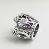 New 100% S925 Sterling Silver Princess Crown Charm Bead with Clear Cz Fits European Pandora Jewelry Bracelets271f