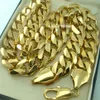 Collier de chaîne gourmette cubaine solide rempli d'or 18 carats pour hommes lourds N276 60CM 50cm182g