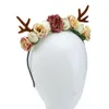 Hair Accessories Gril Antlers Headband Christmas Birthday Rose Flower Hairbands Party Floral Crown Women Po Props