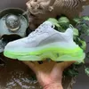 Neon Green Clear Sole Triple S des Chaussures Women Mens Casual Shoes Chunky Sneakers Platform Designer Black White Red Blue Brand Paris Flat Trainers Sneakers