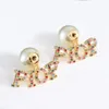 Fashion Earring Back pearl stud earrings for lady Women Party Wedding Lovers gift engagement Jewelry for Bride With BOX HB0401262A