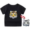 T-shirts Panda Tigre Dinossauro Lantejoulas Crianças T-Shirt para Meninos T-shirts Crianças T-Shirt Estampados Desenhos Animados Tops de Verão T-shirts para Roupas de Bebé x0719