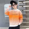 SWEATER PULLOVER SWEATER Zima Koreańska koreańsko -pullover chłopiec ciepłe dzianiny swetry mody dzieci topy 6 8 10 12 Years Teeage Boys Ubrania HKD230719