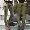 Jeans Masculino ArmyGreen Retro Skinny Men Clothing Moda Zipper Locomotive Denim Biker JeansCalças Masculinas Hip-hop2488