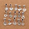 Antiqued Silver Assorted Heart Dangles Alloy Loose Beads Fit European Charm Bracelet Jewelry DIY Metal BM6 150pcs lot217N