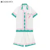 Camisas casuais masculinas 23SS Camisa Casablanca Sports Jogging Terno feminino Condon Short Aloha shirt 230718