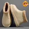 Botas de nieve para hombre, zapatos de lluvia impermeables, tobillo cálido de invierno, botas de lluvia antideslizantes de goma para hombre con plataforma para exteriores