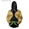 Herrtröjor tröjor anime jojo bisarre äventyr hoodie tröja kira yoshikage guido mista cosplay come jojo hood hoodies casual zipper jacka t230719