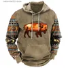 Men's Hoodies Sweatshirts 2023 New Men's Hoodie Vintage Cow Printed Oversized Hooded Sweatshirt Pullover Casual Streetwear Tops Male Harajuku Hop Clothes T230719