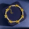 Lien Bracelets Haute Qualité Plaqué Or Argent Style Bracelet Lisse Métal Lettre X Avec Full Prong Réglage Zircon Pour Les Femmes